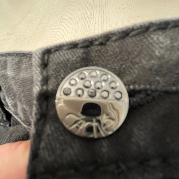 Cache Black Crystal Studded Jeans Sz 0 - Picture 5 of 6
